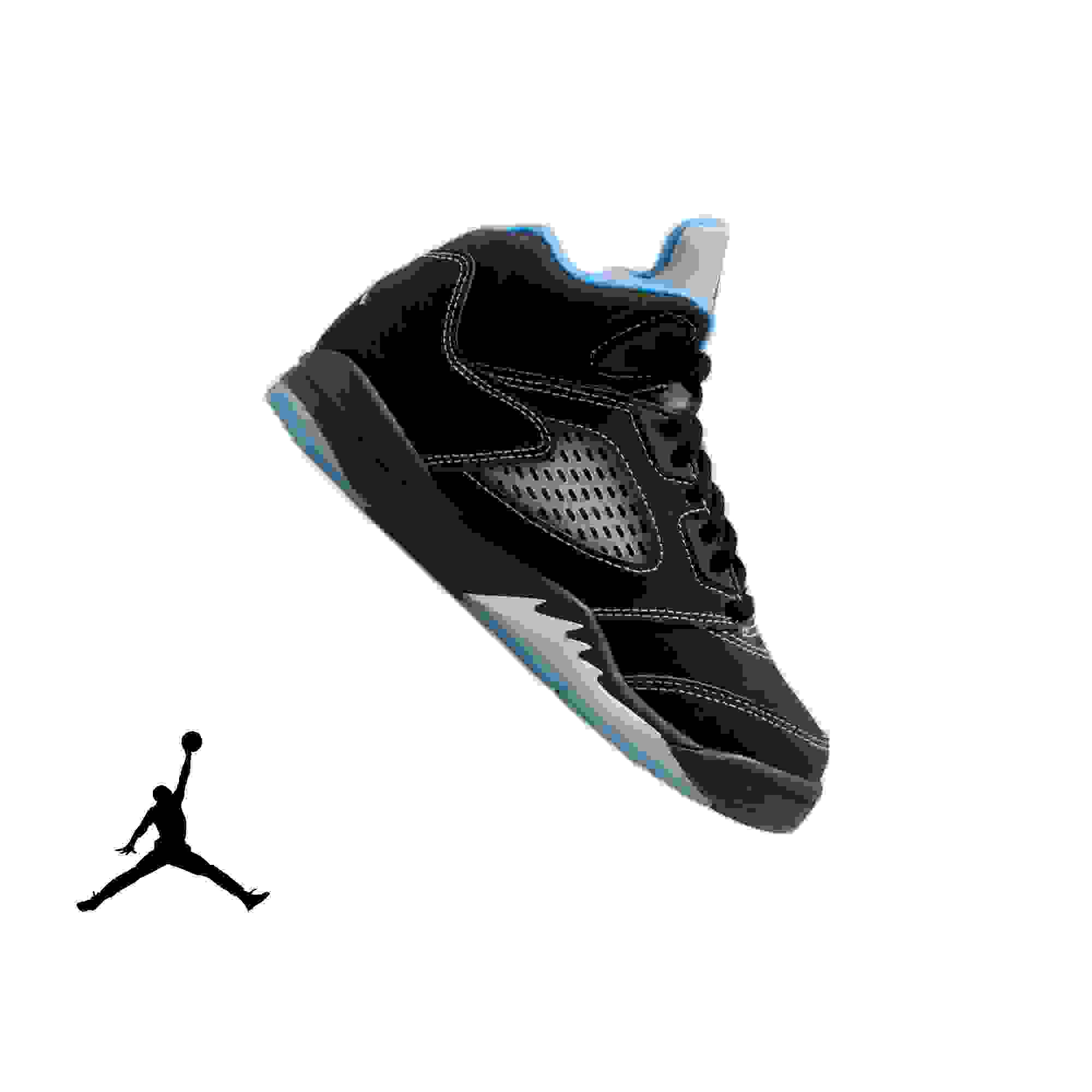 Jordan 5 Retro Preschool Kids' "Black Carolina" Shoe